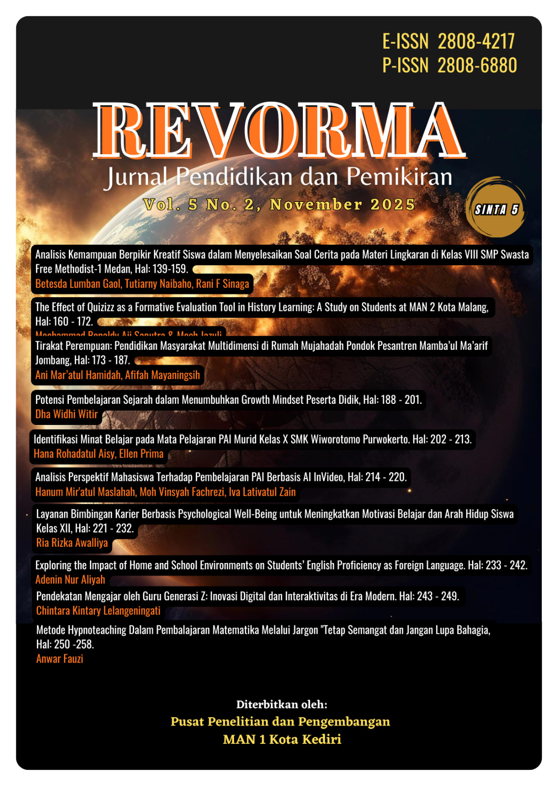 					View Vol. 5 No. 2 (2025): REVORMA: Jurnal Pendidikan dan Pemikiran (Edisi November 2025)
				